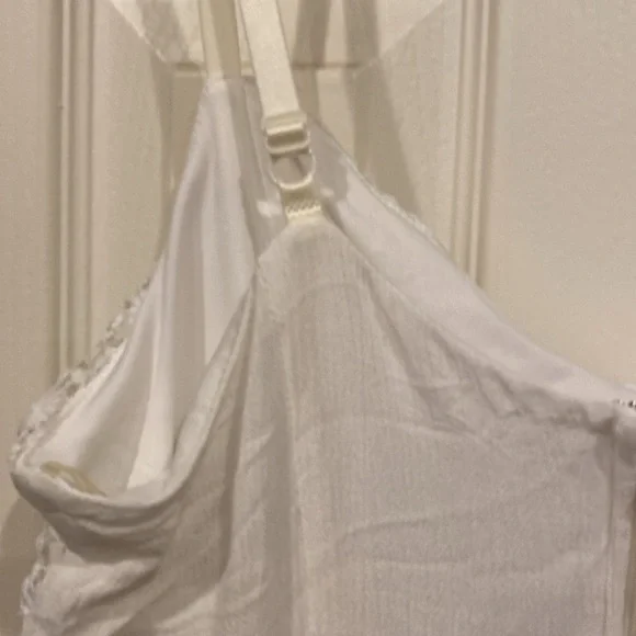 Boho White Sleeveless Maxi Dress w/Adjustable Straps and Crochet details size S - Picture 4 of 8